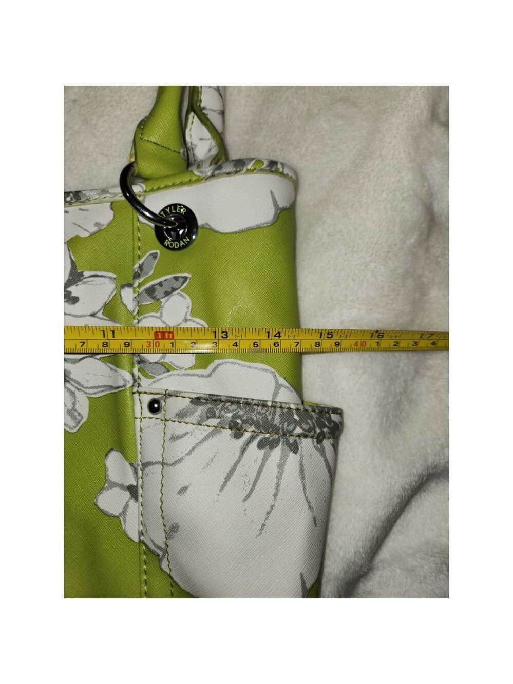 Tyler Rodan Green White Floral Tote Bag - Picture 8 of 9